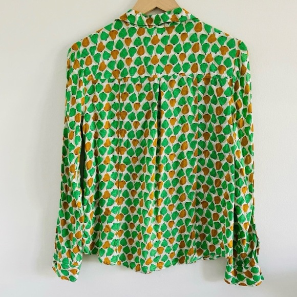 Anthropologie NWT Soft Pear Print Blouse, Size 12 - Picture 2 of 11
